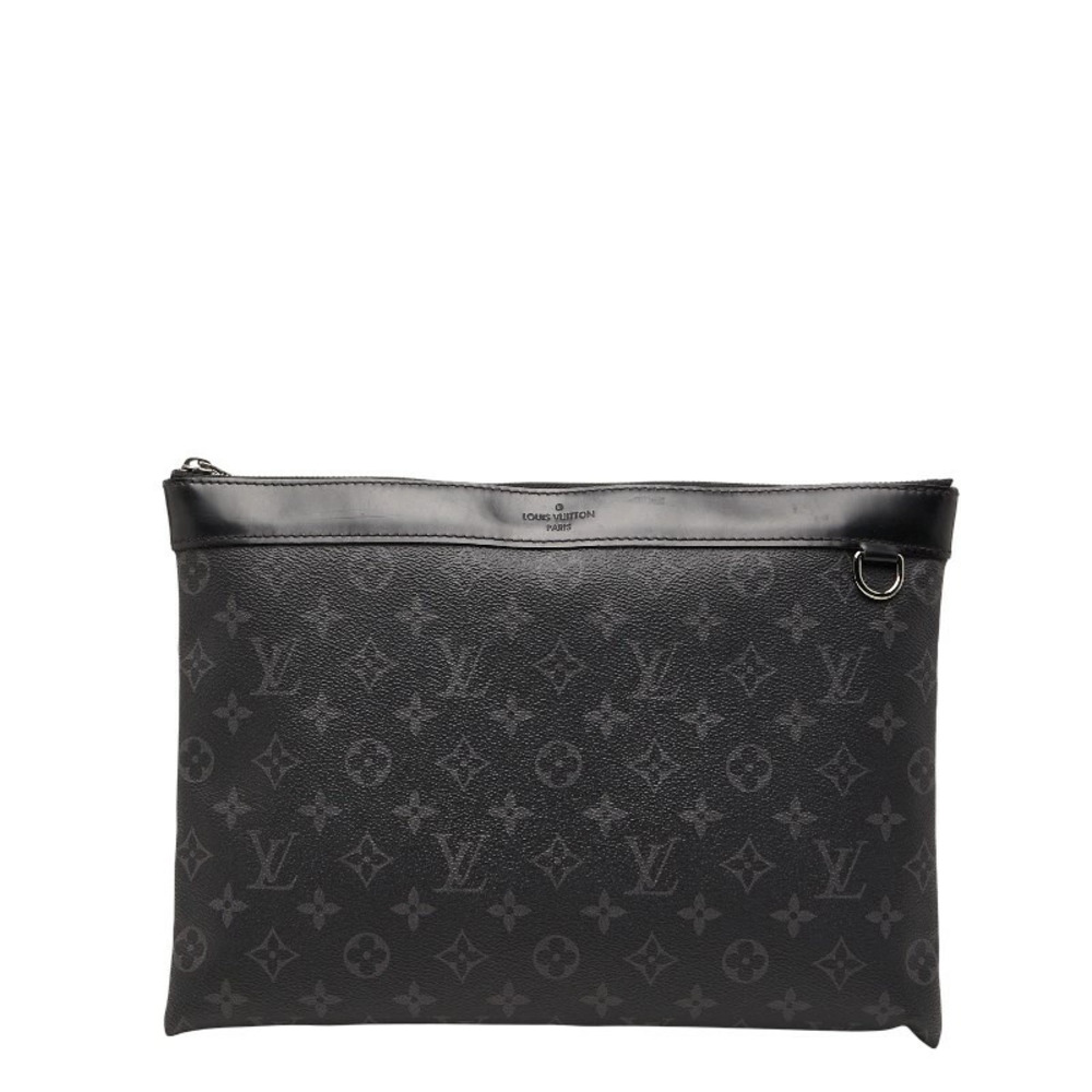 Louis Vuitton Monogram Eclipse Black Pochette Discovery Clutch Bag Black Leather